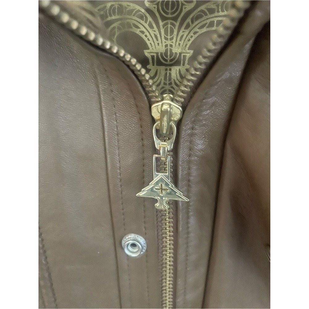 LRG Brown Leather Bomber Jacket with Zip Pockets - Picture 4 of 6